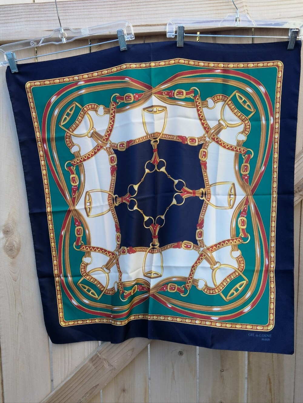 Vintage Gil de Losne Paris Equestrian Bridle Dressage Horse Scarf Made in Italy
